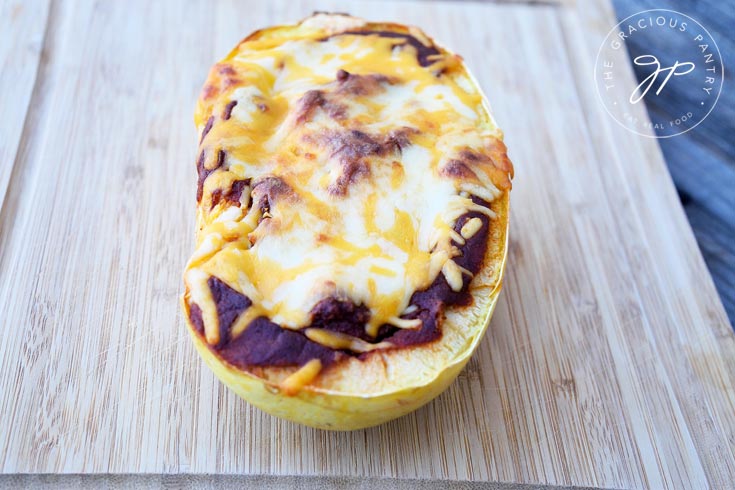 Clean Eating Chicken Enchilada Spaghetti Squash Recipe Out Of The Oven