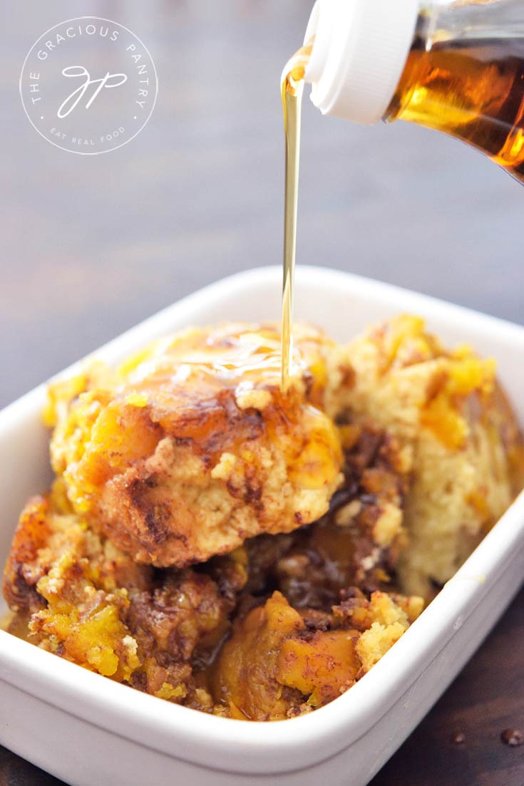 Clean Eating slow cooker Pumpkin Cobbler Recipe With Maple Syrup