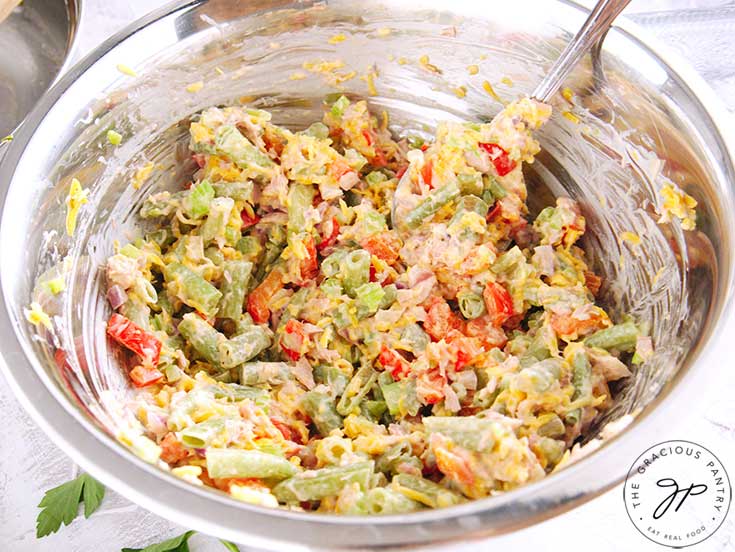 Step four is to mix everything together in a large mixing bowl.