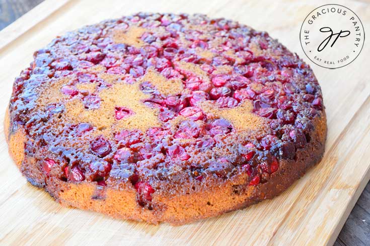 Clean Eating Skillet Cranberry Upside Down Cake Recipe Ready To Cut