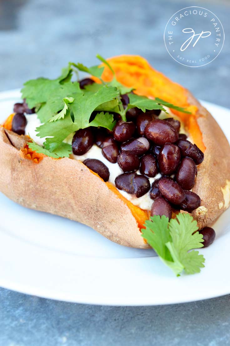 Clean Eating Hummus Stuffed Sweet Potato Recipe