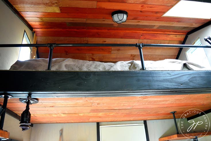 A view of the loft in the tiny house we stayed at.