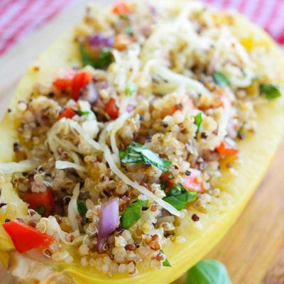 Clean Eating Quinoa Stuffed Spaghetti Squash Recipe