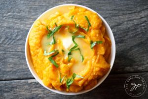 Clean Eating Instant Pot Cauliflower Sweet Potato Mash Recipe