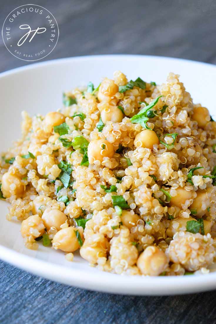 Clean Eating Chickpea Basil Quinoa Salad Recipe