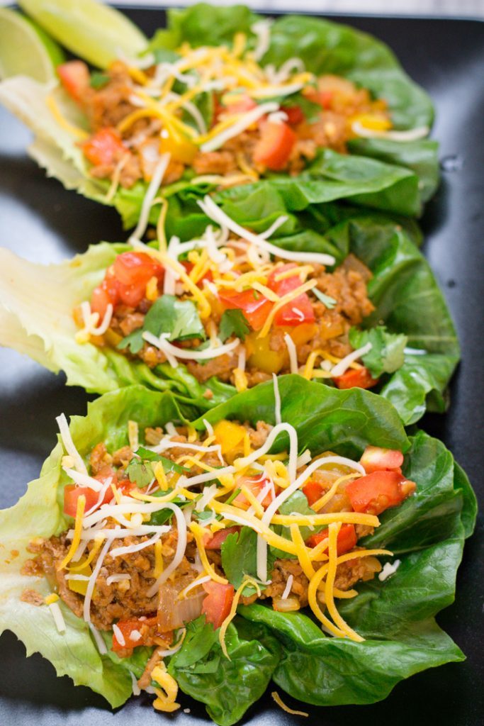 turkey taco lettuce wraps on platter