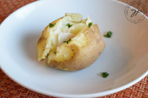 Step sever is to serve the potatoes with a pat of butter if you like.