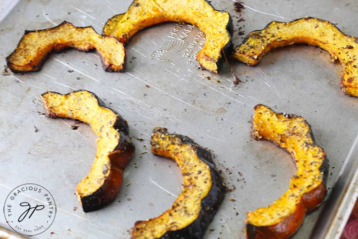 Step eight is to remove the squash from the oven.