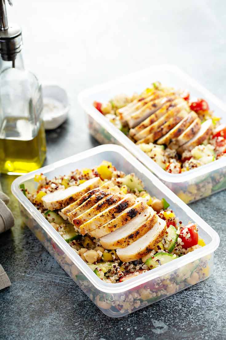 Two prepped meals sit ready to enjoy in this guide for How To Meal Prep.