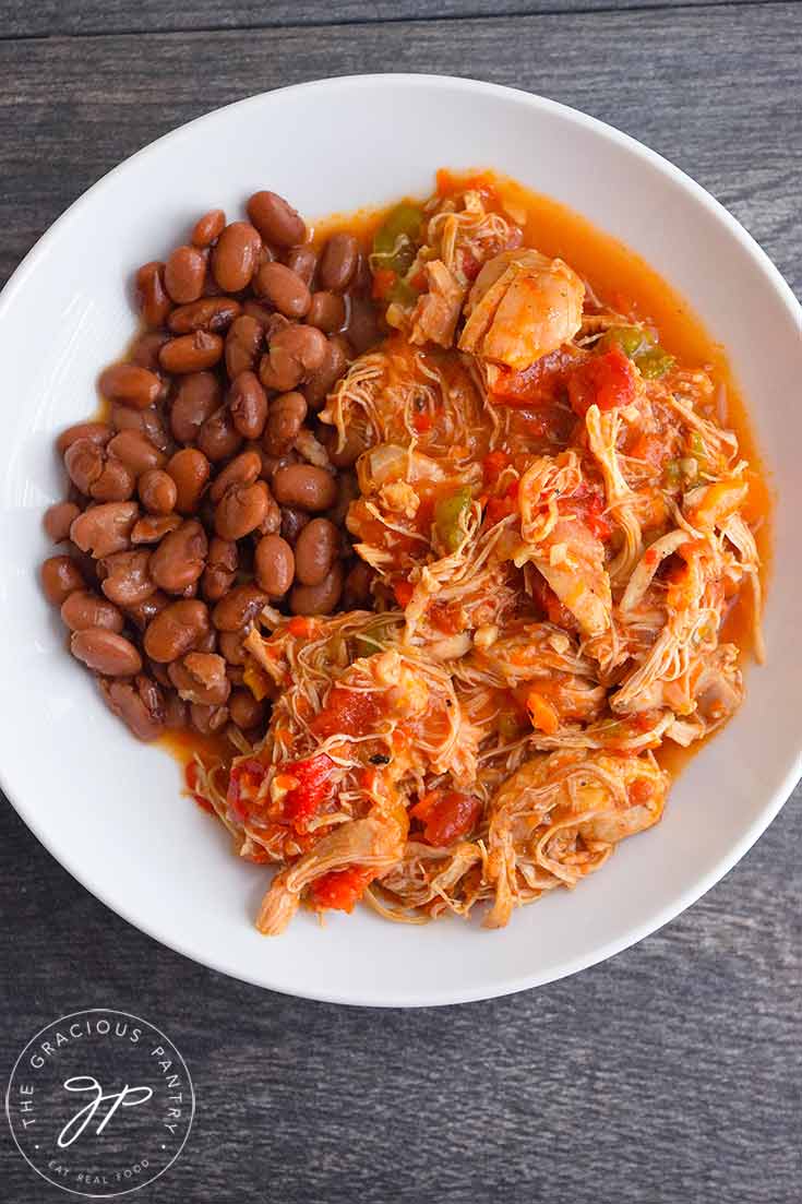 Pinto beans make a perfect side dish for this Chicken Ropa Vieja Recipe.