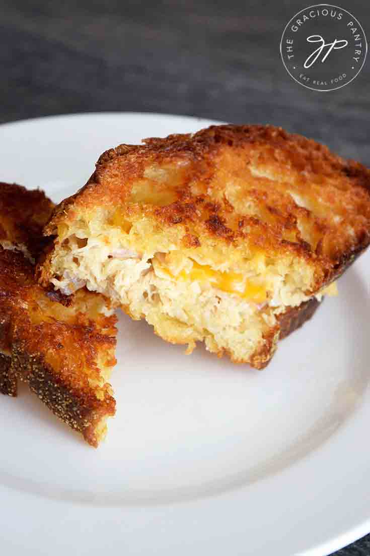 A delicious, golden brown Tuna Melt Recipe, just out of the oven and ready to eat.