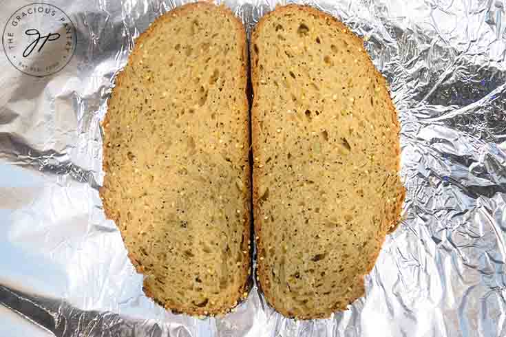 Step three is to lay your bread out on a large piece of foil.