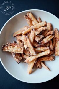 Air Fryer Apple Fries In A White Bowl