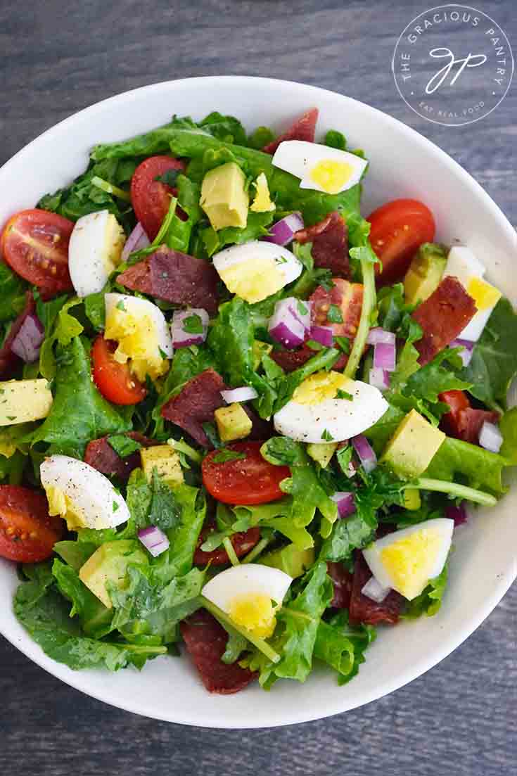 And overhead view of this Baby Kale Salad.