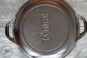 The lid placed on the dutch oven.