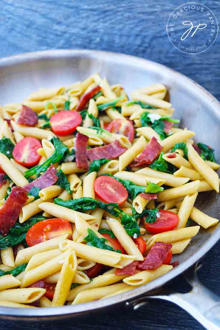 A side view of this Baby Kale Pasta Recipe