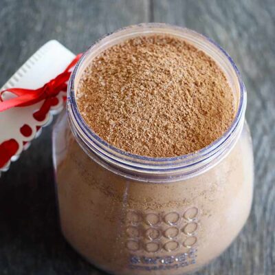 Mug Cake Mix in a container with the lid off.