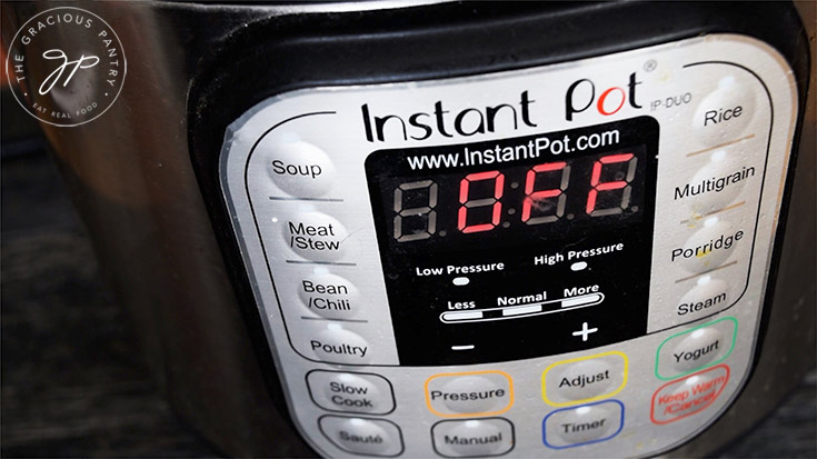 Setting the time on the Instant Pot.