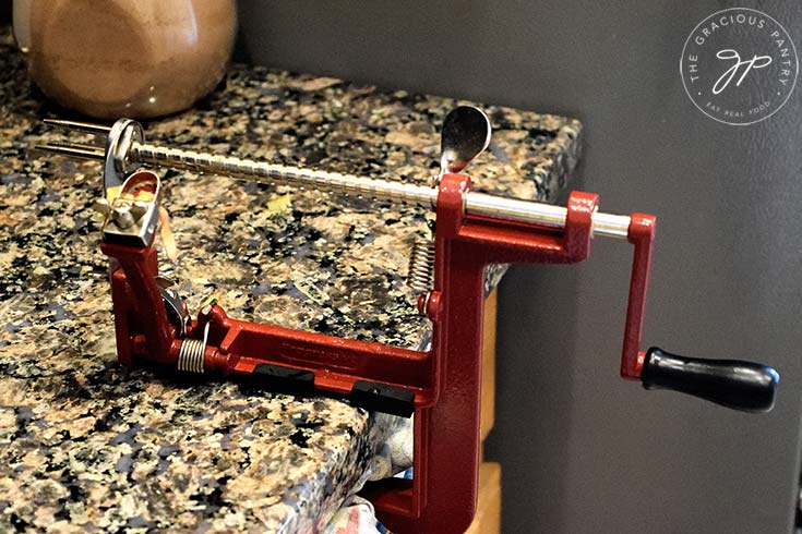 Photo of the apple peeler I used to peel, core and slice the apples.