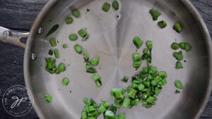 Sautéing the broccolini stems