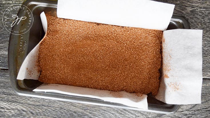 The swirl layer added to the loaf pan as the second layer over the batter.