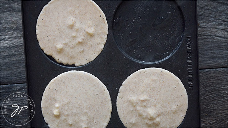 Batter on the pan.