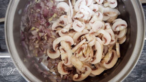 Sautéing the veggies.