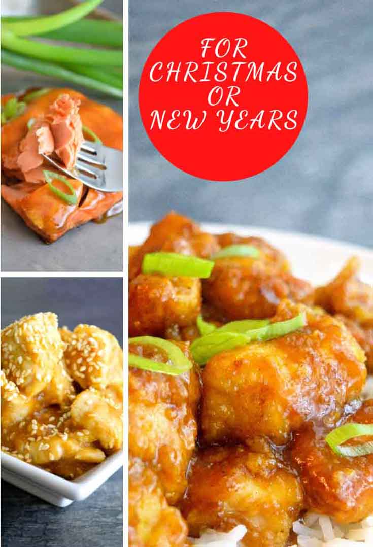 A collage of Chinese Food recipes for Christmas