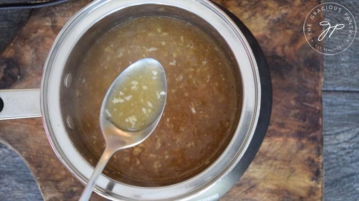 The thickened gravy after bringing it to a boil.