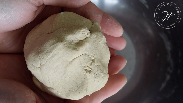 The finished, kneaded dough in a ball.