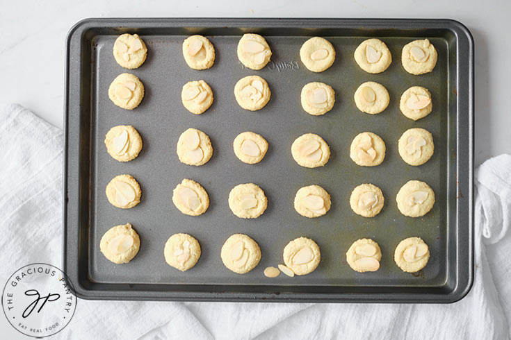 Almond Cookies on a baking tray.
