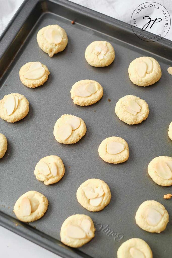Almond Cookies on a baking sheet.