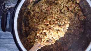 The finished Instant Pot Lentils And Rice, just finished.