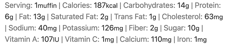 Nutrition Data For Standard Size Almond Flour Muffins