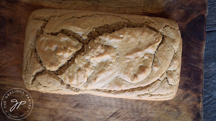 Cooling the just-baked loaf of Peanut Butter Bread.