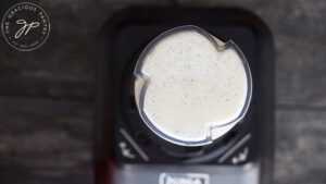 The Dairy Free Ranch Dressing blending in a blender.