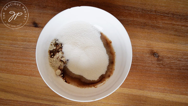 The streusel topping ingredients in a mixing bowl.