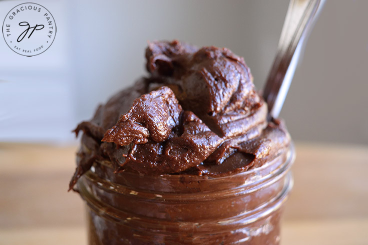 The finished Homemade Nutella in a jar.