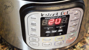 The time on the instant pot set to high pressure for 20 minutes.