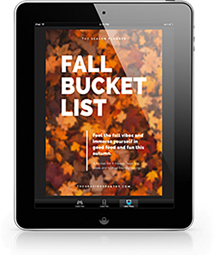 Fall Bucket List Cover displayed on a black iPad.