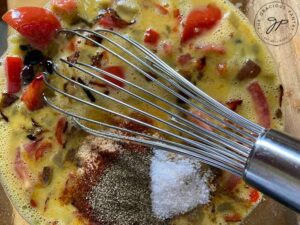 The spices added to the egg mixture.