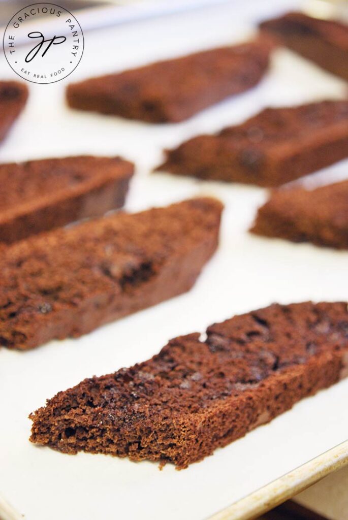 Cooling biscotti, just out of the oven.