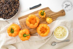 Cleaning out the peppers for the Jack-O-Lanterns.