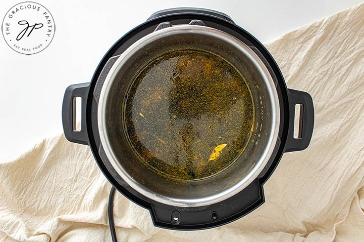 The oil warming in an Instant Pot.