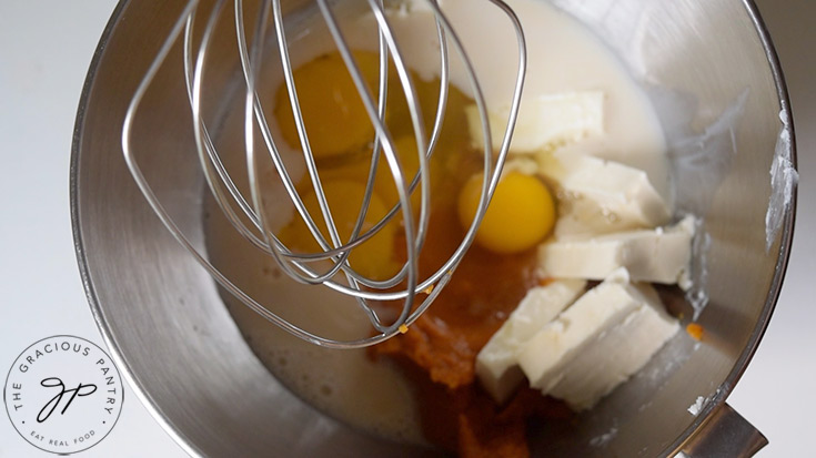 The wet ingredients sitting in the mixing bowl.