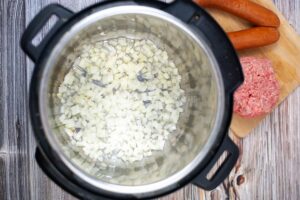 Sautéing onions in an Instant Pot.