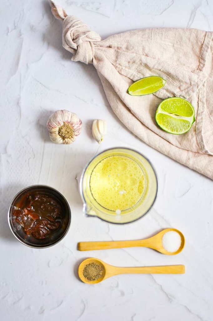 All the ingredients for this recipe gathered on a white background.