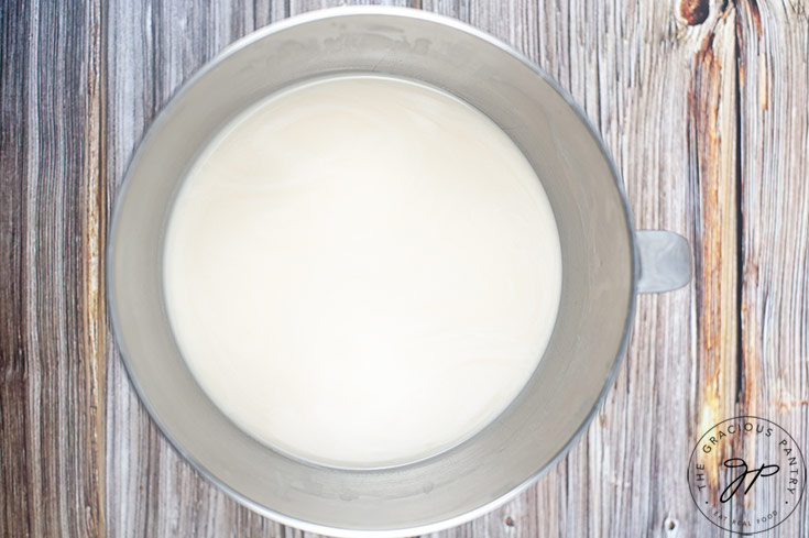 A large bowl filled with just-made oat milk.