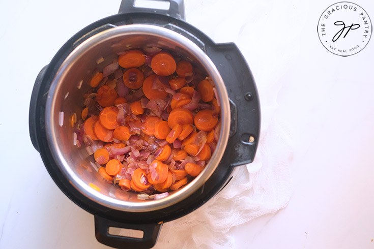 Carrots and onions caramelized in an Instant Pot.