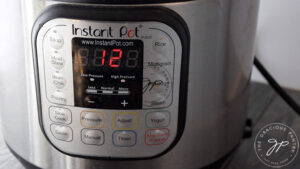 An Instant Pot time display shows 12 minutes of cooking time.